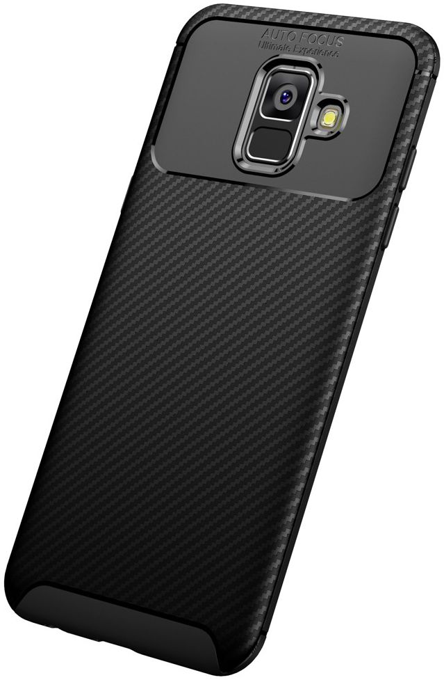Samsung Galaxy A6 Siliconen Carbon Hoesje Zwart afbeelding 4