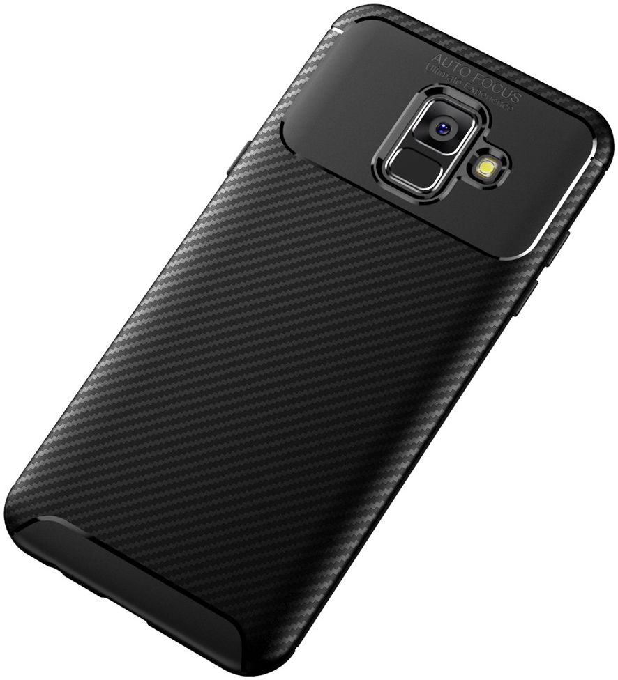 Samsung Galaxy A6 Siliconen Carbon Hoesje Zwart afbeelding 8