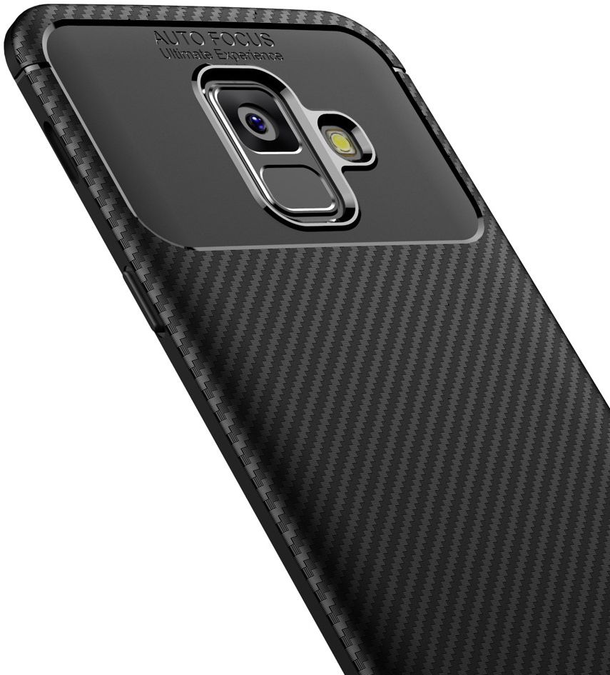 Samsung Galaxy A6 Siliconen Carbon Hoesje Zwart afbeelding 9