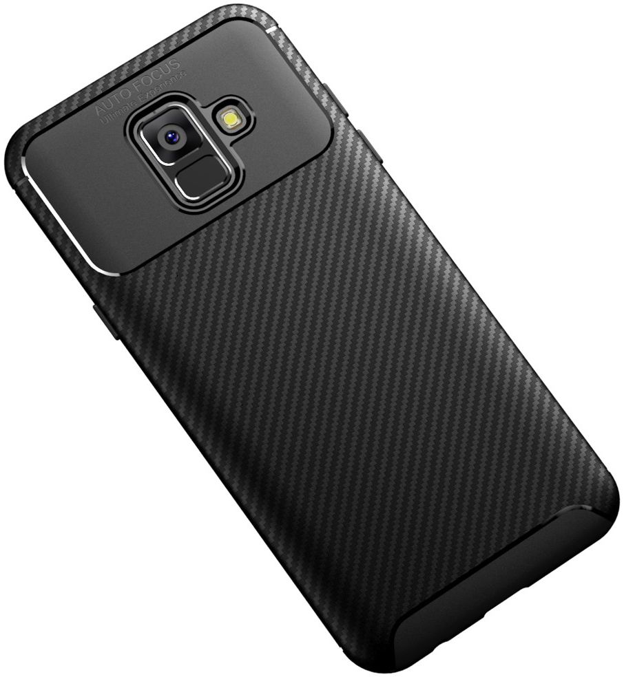 Samsung Galaxy A6 Siliconen Carbon Hoesje Zwart afbeelding 10