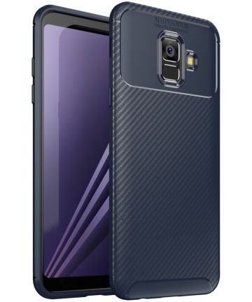 Samsung Galaxy A6 Siliconen Carbon Hoesje Blauw Hoesjes