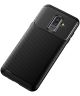 Samsung Galaxy A6 Plus Siliconen Carbon Hoesje Zwart