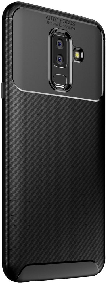 Samsung Galaxy A6 Plus Siliconen Carbon Hoesje Zwart afbeelding 2
