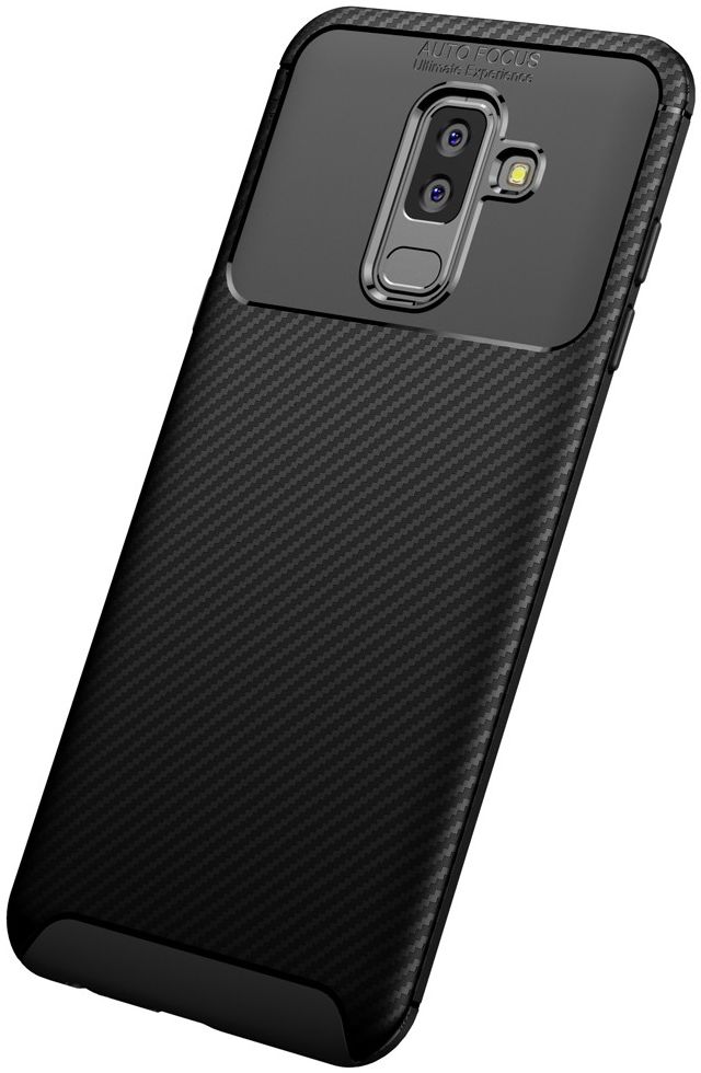 Samsung Galaxy A6 Plus Siliconen Carbon Hoesje Zwart afbeelding 4