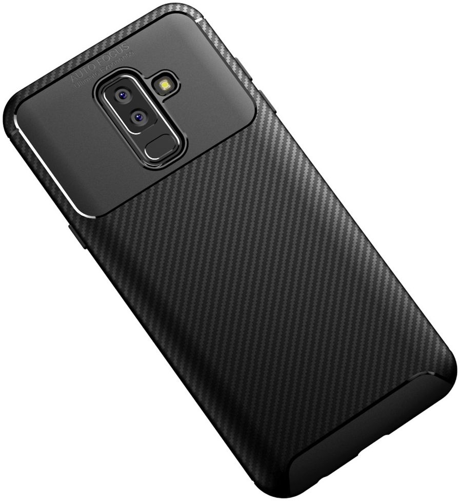 Samsung Galaxy A6 Plus Siliconen Carbon Hoesje Zwart afbeelding 6