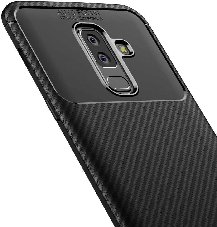 Samsung Galaxy A6 Plus Siliconen Carbon Hoesje Zwart afbeelding 7
