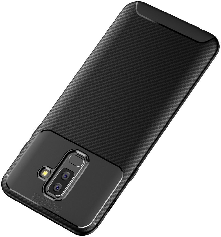 Samsung Galaxy A6 Plus Siliconen Carbon Hoesje Zwart afbeelding 8