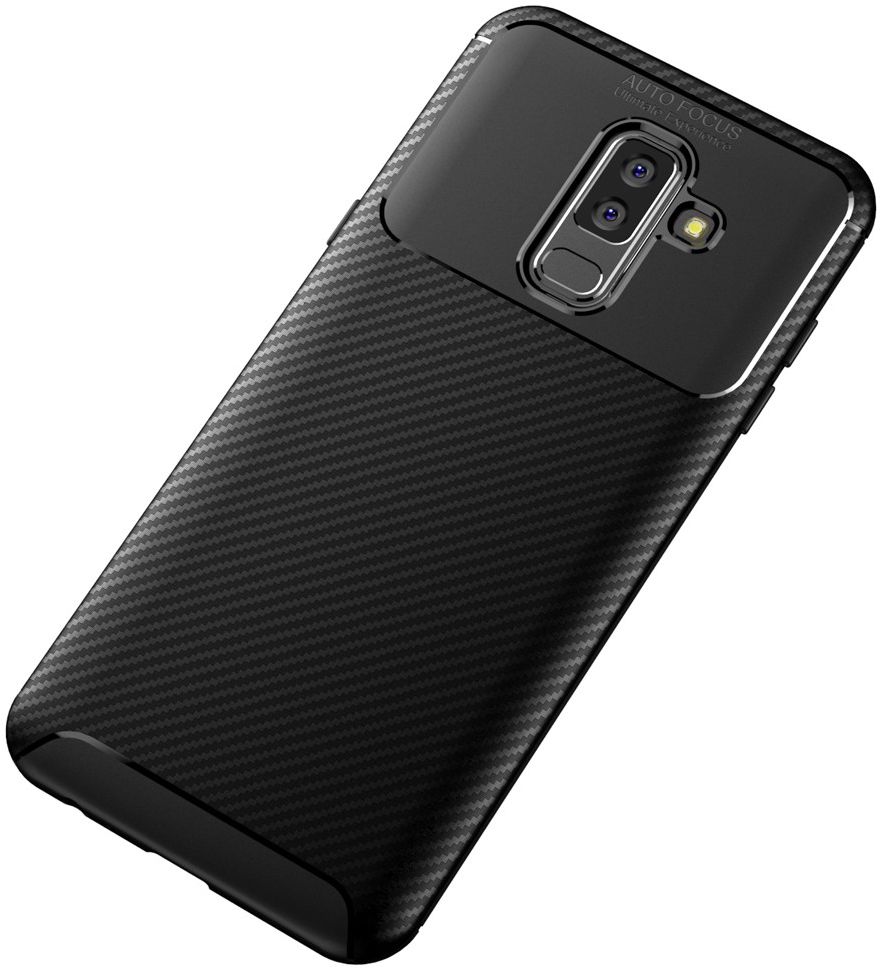 Samsung Galaxy A6 Plus Siliconen Carbon Hoesje Zwart afbeelding 9