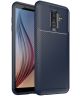 Samsung Galaxy A6 Plus Siliconen Carbon Hoesje Blauw