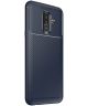 Samsung Galaxy A6 Plus Siliconen Carbon Hoesje Blauw
