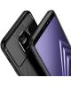 Samsung Galaxy A8 (2018) Siliconen Carbon Hoesje Zwart