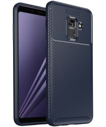 Samsung Galaxy A8 (2018) Siliconen Carbon Hoesje Blauw