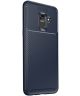 Samsung Galaxy A8 (2018) Siliconen Carbon Hoesje Blauw