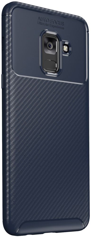 Samsung Galaxy A8 (2018) Siliconen Carbon Hoesje Blauw afbeelding 4