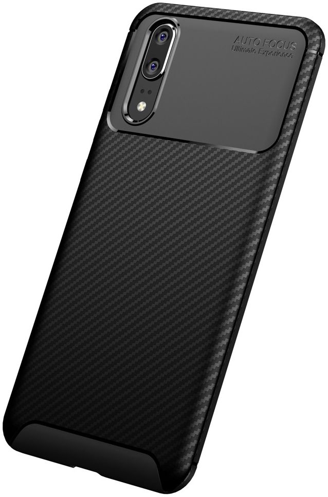 Huawei P20 Siliconen Carbon Hoesje Zwart afbeelding 11