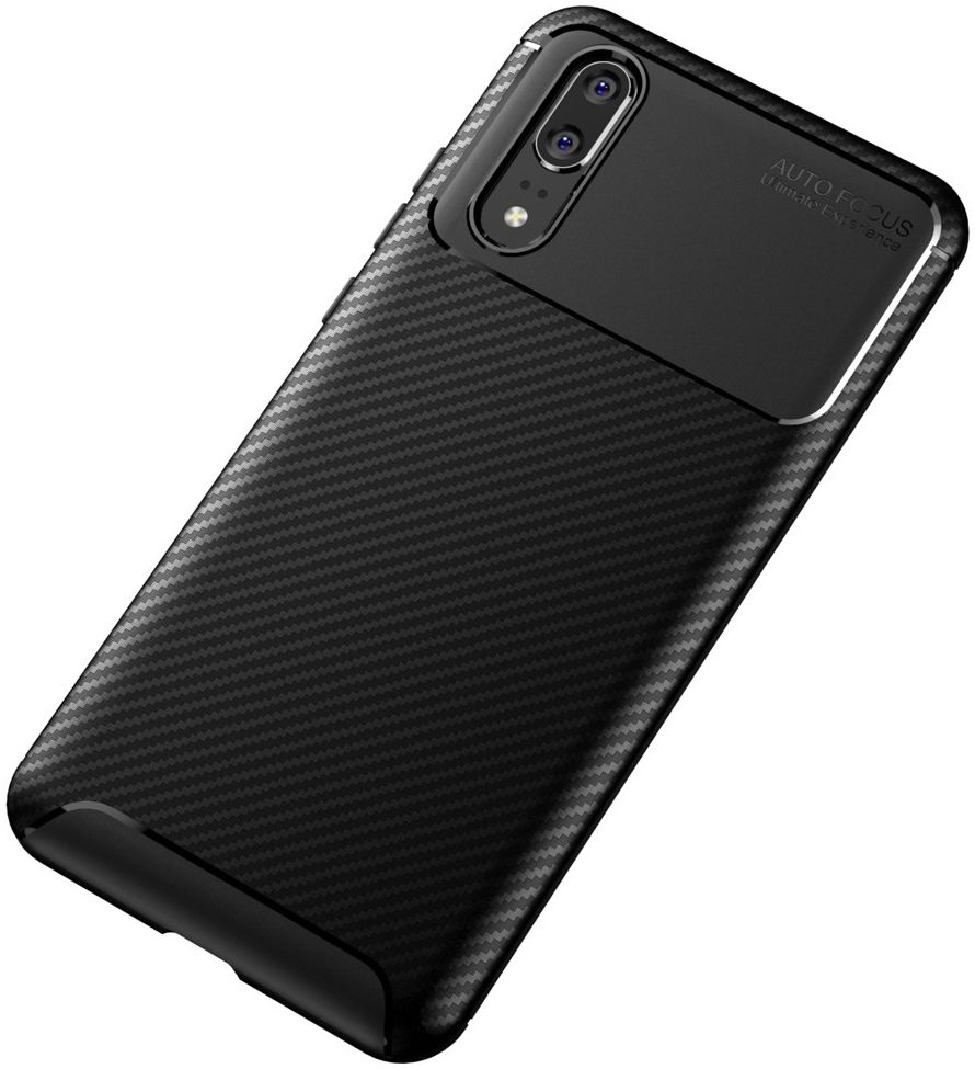 Huawei P20 Siliconen Carbon Hoesje Zwart afbeelding 12