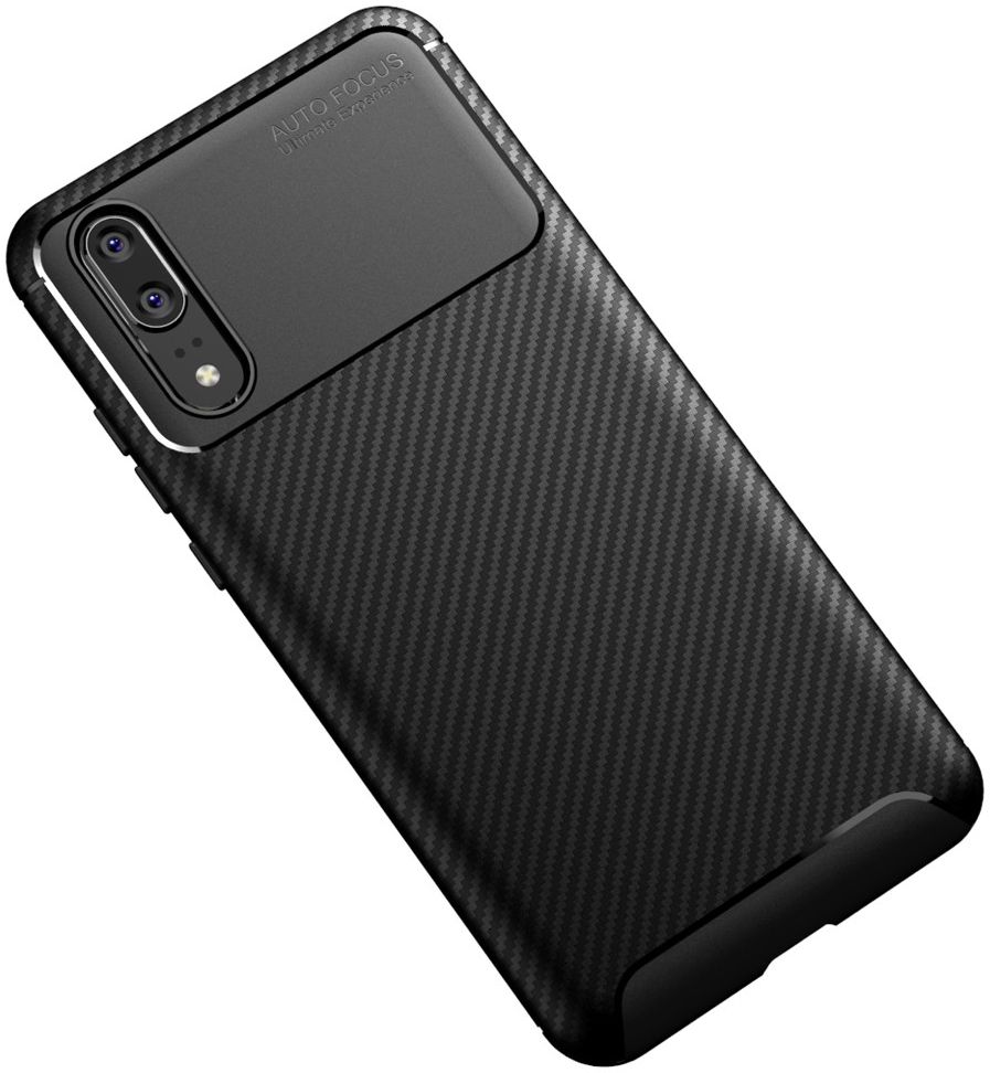 Huawei P20 Siliconen Carbon Hoesje Zwart afbeelding 13