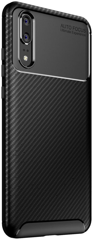 Huawei P20 Siliconen Carbon Hoesje Zwart afbeelding 2
