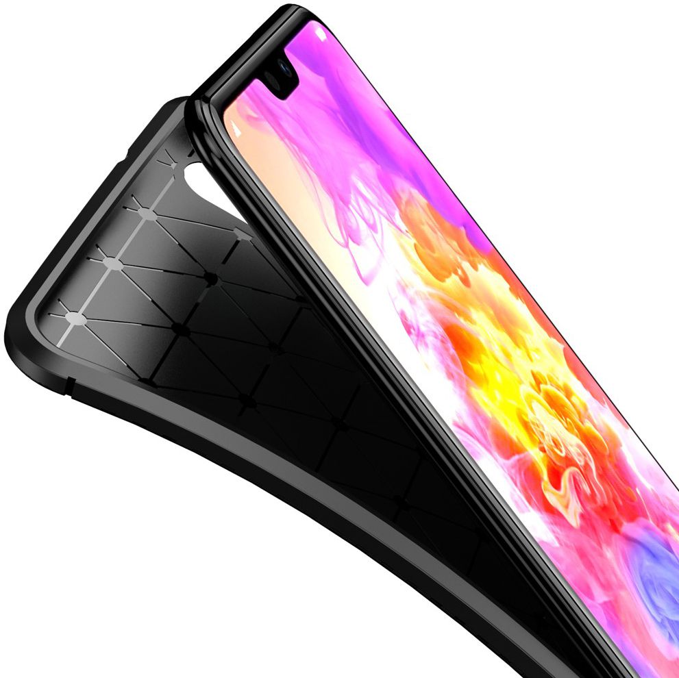 Huawei P20 Siliconen Carbon Hoesje Zwart afbeelding 7