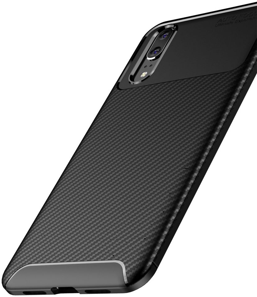 Huawei P20 Siliconen Carbon Hoesje Zwart afbeelding 10