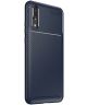 Huawei P20 Siliconen Carbon Hoesje Blauw