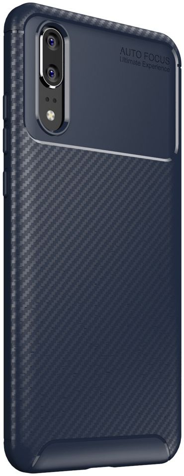 Huawei P20 Siliconen Carbon Hoesje Blauw afbeelding 2