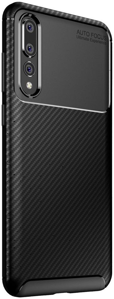 Huawei P20 Pro Siliconen Carbon Hoesje Zwart afbeelding 2