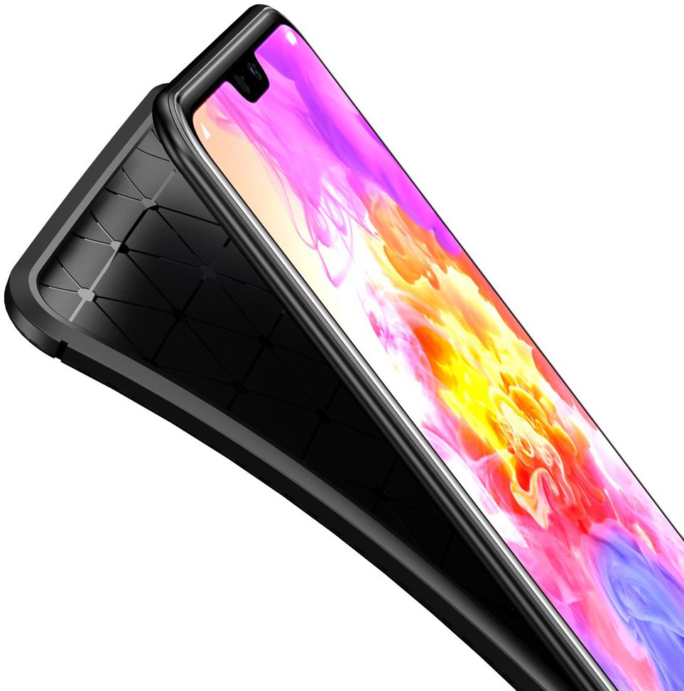 Huawei P20 Pro Siliconen Carbon Hoesje Zwart afbeelding 6