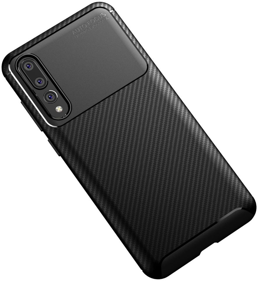 Huawei P20 Pro Siliconen Carbon Hoesje Zwart afbeelding 9