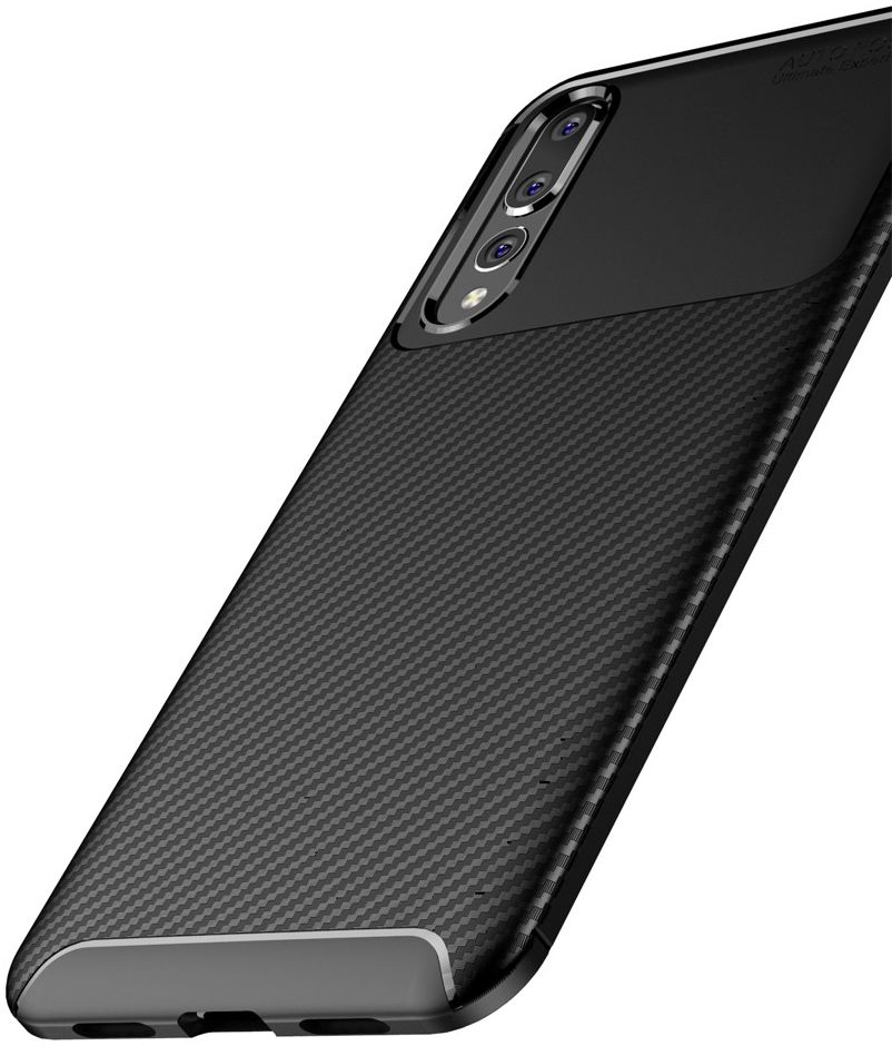 Huawei P20 Pro Siliconen Carbon Hoesje Zwart afbeelding 10