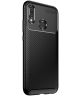 Huawei P20 Lite Siliconen Carbon Hoesje Zwart