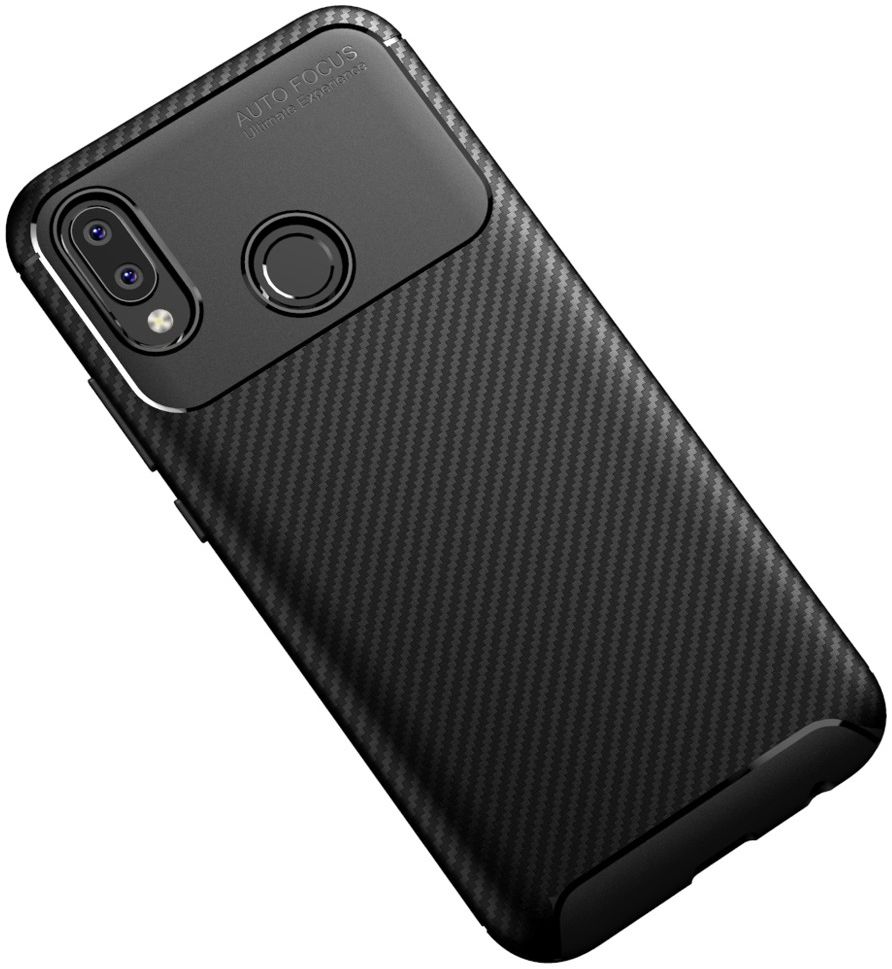 Huawei P20 Lite Siliconen Carbon Hoesje Zwart afbeelding 11