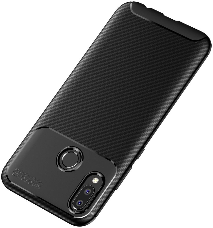 Huawei P20 Lite Siliconen Carbon Hoesje Zwart afbeelding 12
