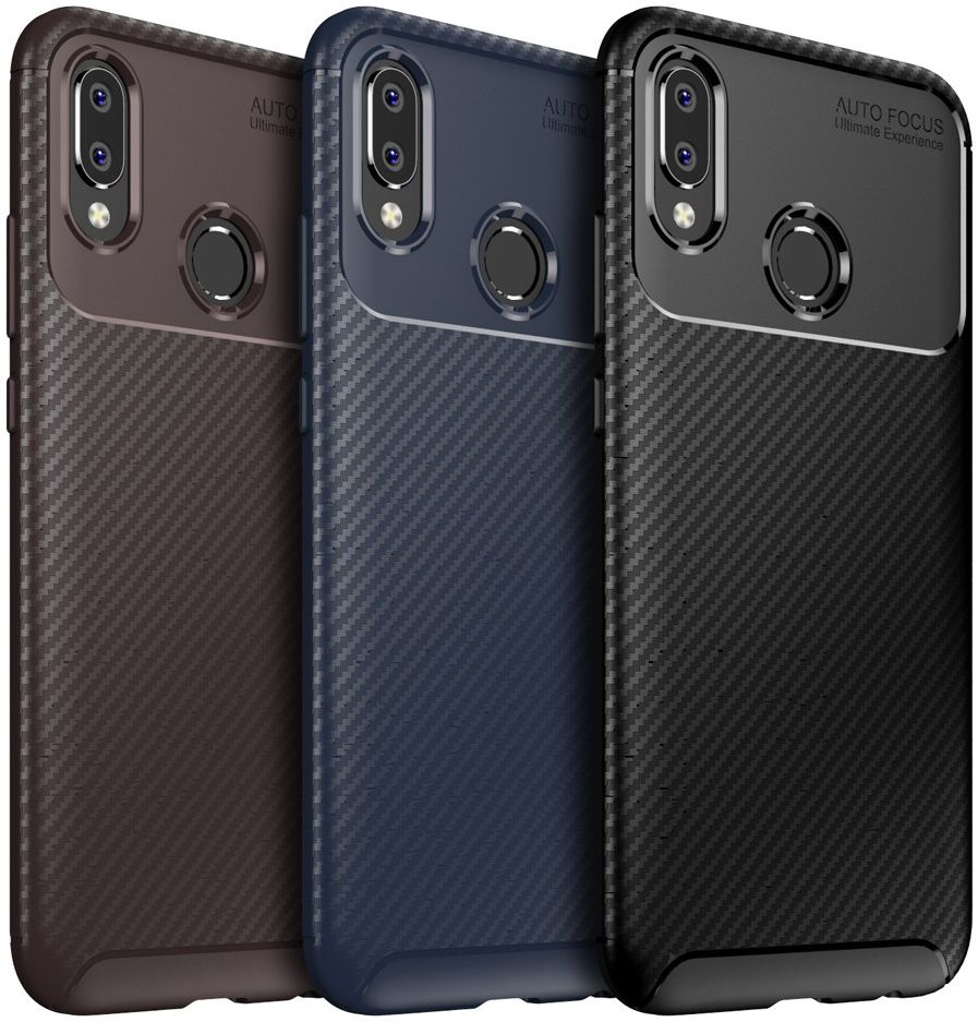Huawei P20 Lite Siliconen Carbon Hoesje Zwart afbeelding 14