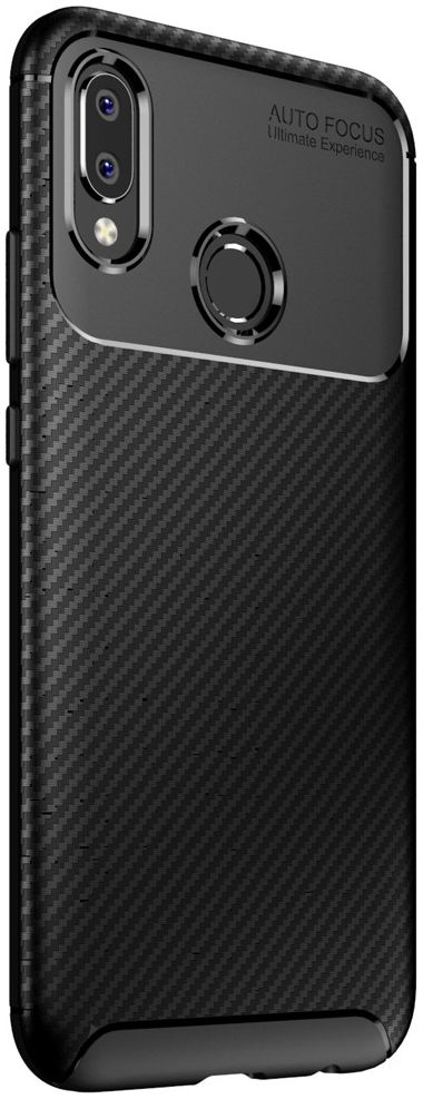 Huawei P20 Lite Siliconen Carbon Hoesje Zwart afbeelding 2