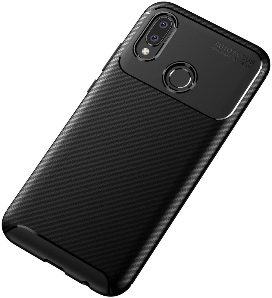 Huawei P20 Lite Siliconen Carbon Hoesje Zwart afbeelding 9