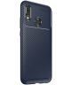 Huawei P20 Lite Siliconen Carbon Hoesje Blauw