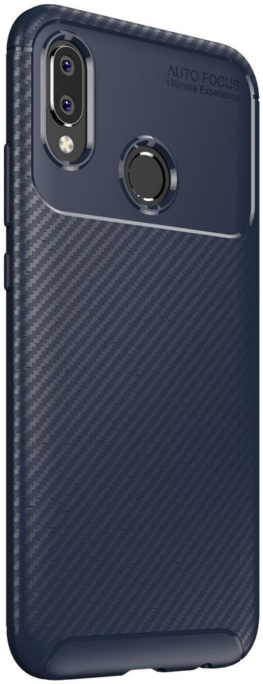 Huawei P20 Lite Siliconen Carbon Hoesje Blauw afbeelding 2