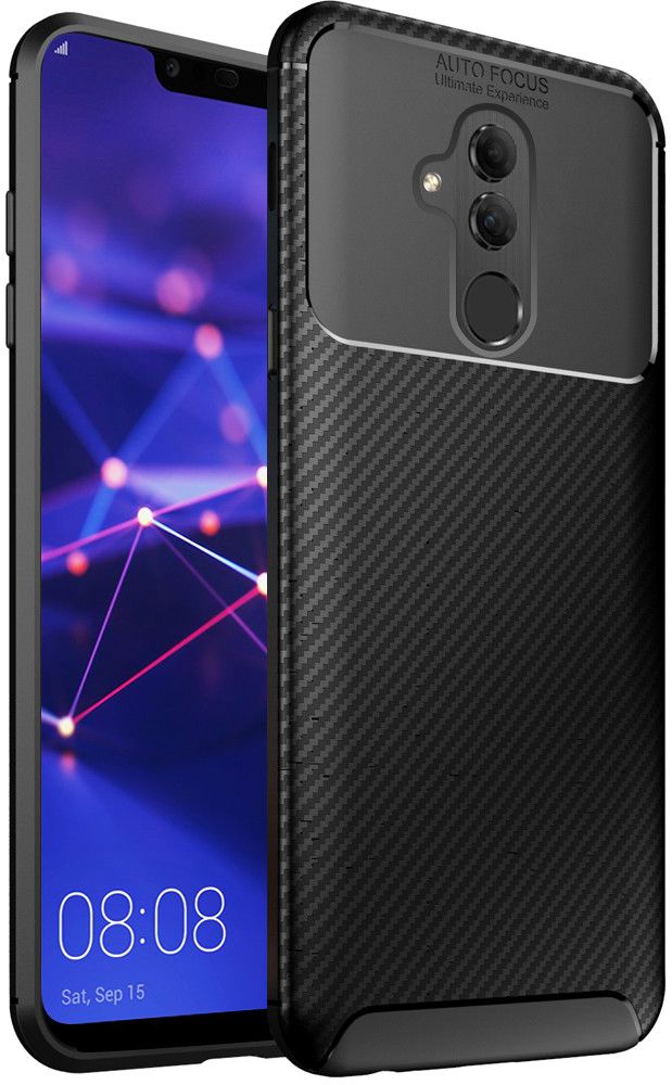 Huawei Mate 20 Lite Siliconen Carbon Hoesje Zwart afbeelding 1