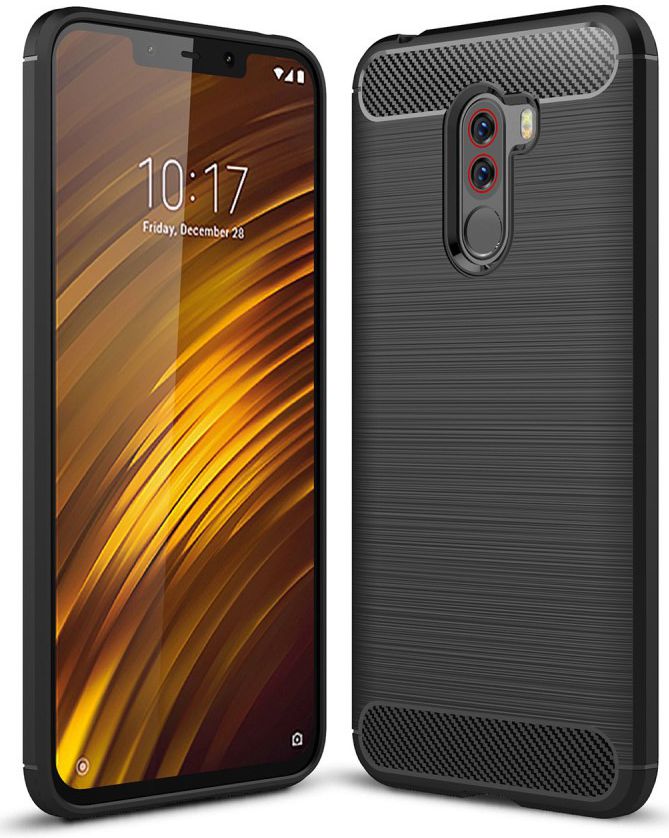 Xiaomi Pocophone F1 Brushed TPU Hoesje Zwart afbeelding 1