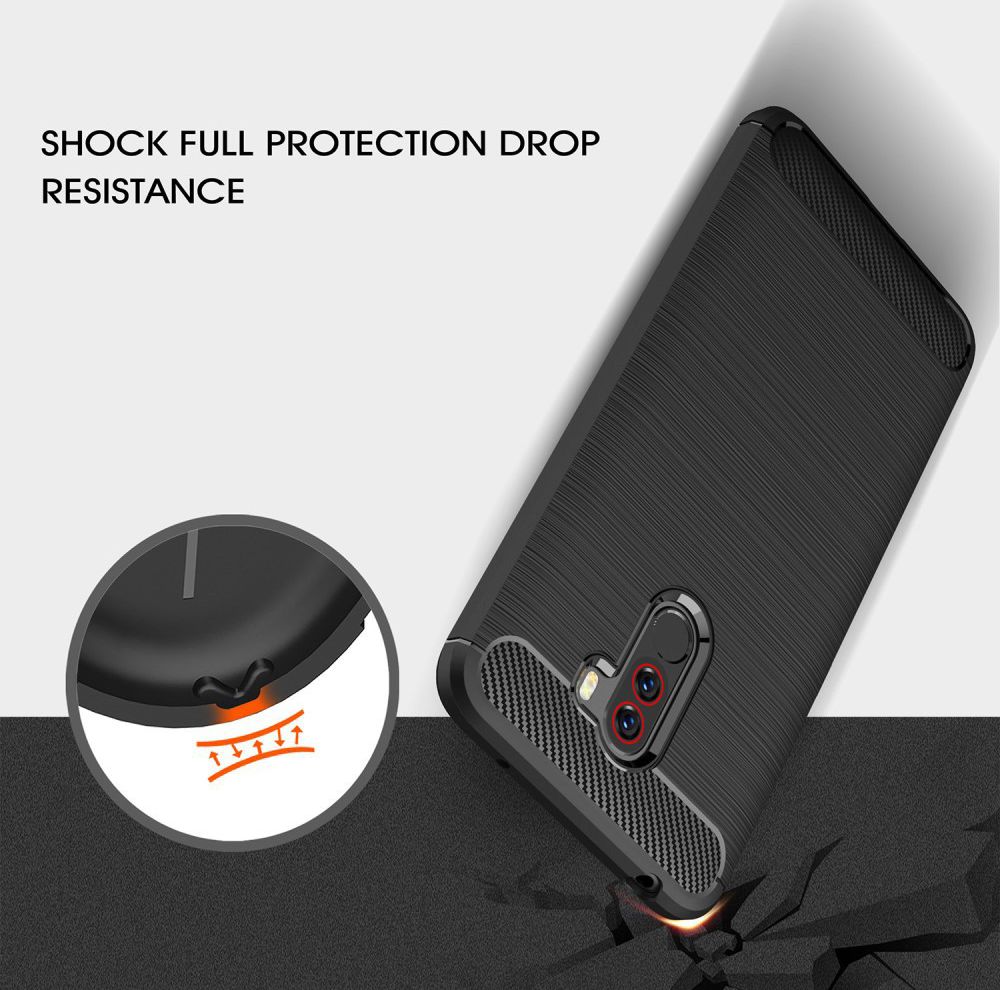 Xiaomi Pocophone F1 Brushed TPU Hoesje Zwart afbeelding 2
