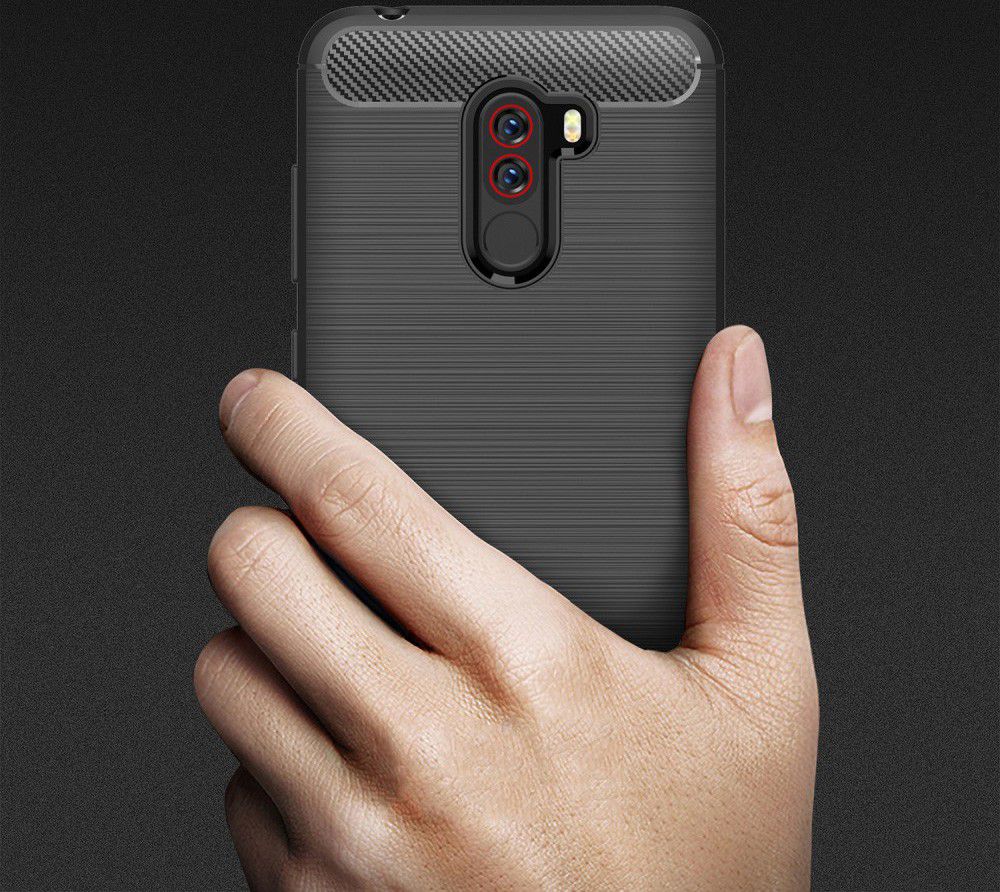Xiaomi Pocophone F1 Brushed TPU Hoesje Zwart afbeelding 4