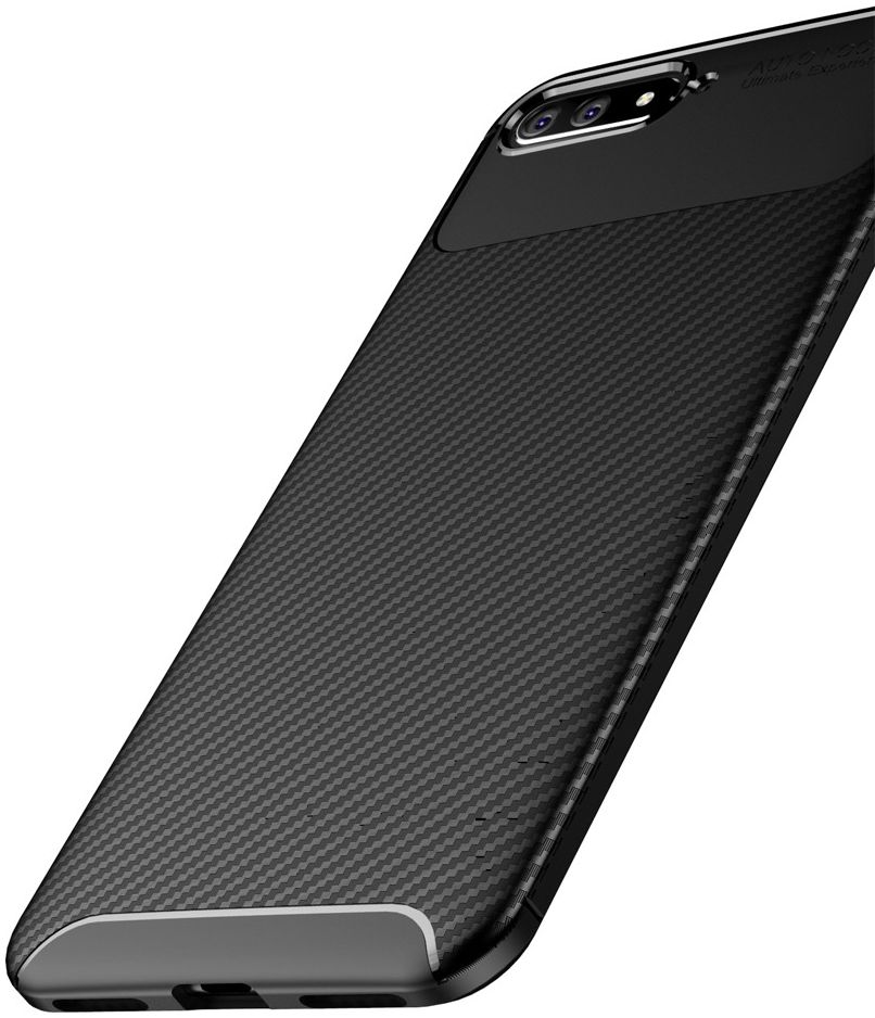 Huawei Y6 2018 Siliconen Carbon Hoesje Zwart afbeelding 11