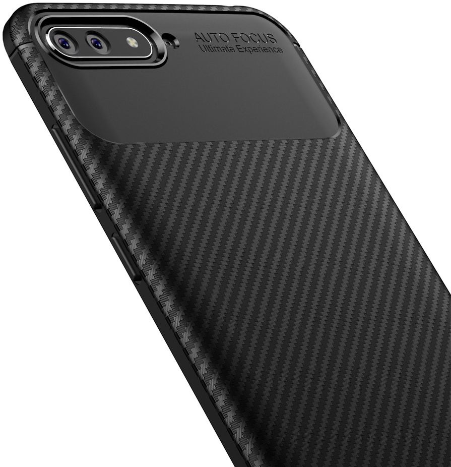 Huawei Y6 2018 Siliconen Carbon Hoesje Zwart afbeelding 8