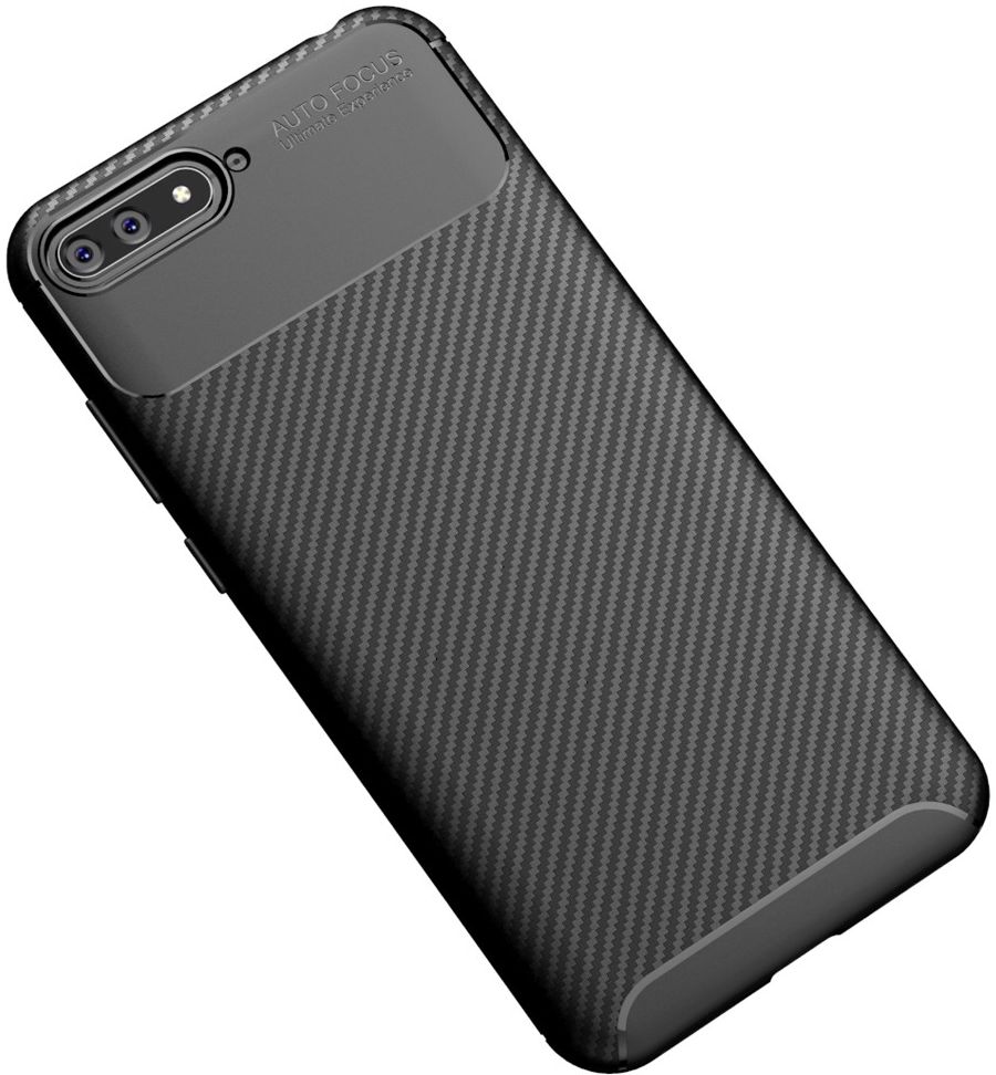 Huawei Y6 2018 Siliconen Carbon Hoesje Zwart afbeelding 9