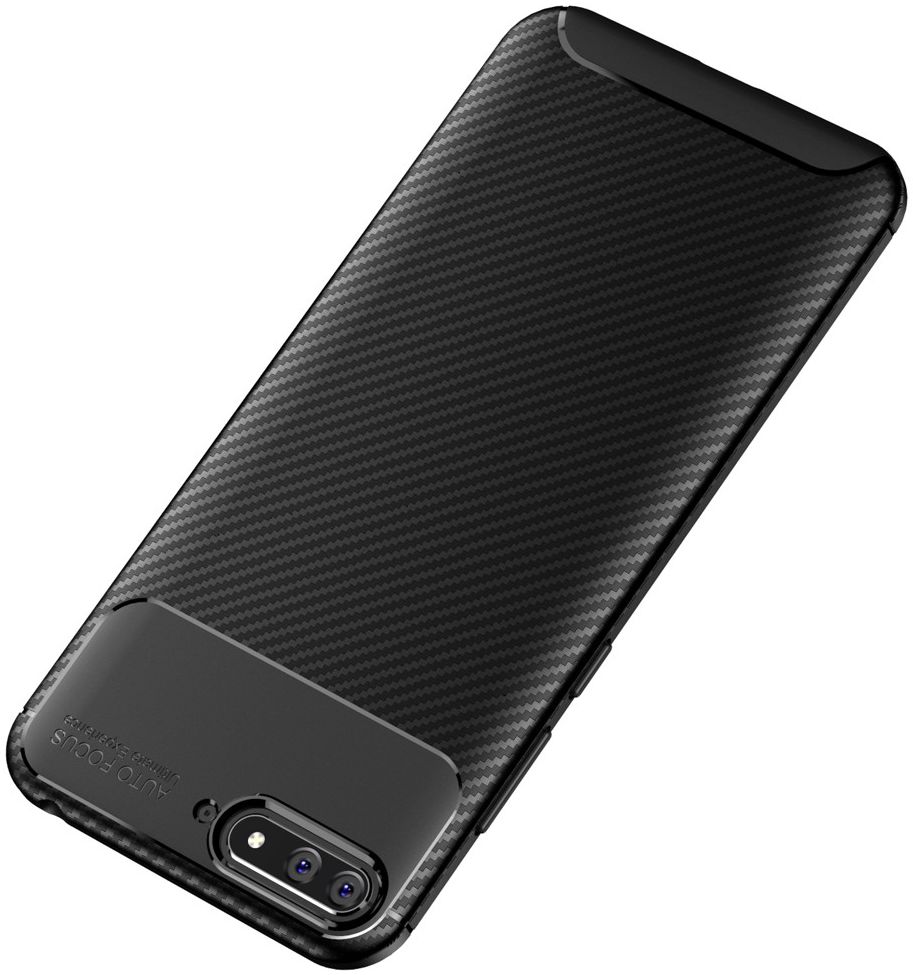 Huawei Y6 2018 Siliconen Carbon Hoesje Zwart afbeelding 10