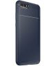 Huawei Y6 2018 Siliconen Carbon Hoesje Blauw