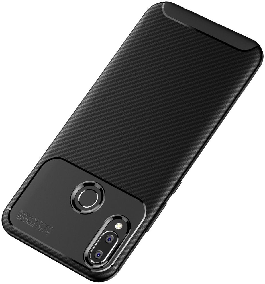 Huawei P Smart Plus Siliconen Carbon Hoesje Zwart afbeelding 12