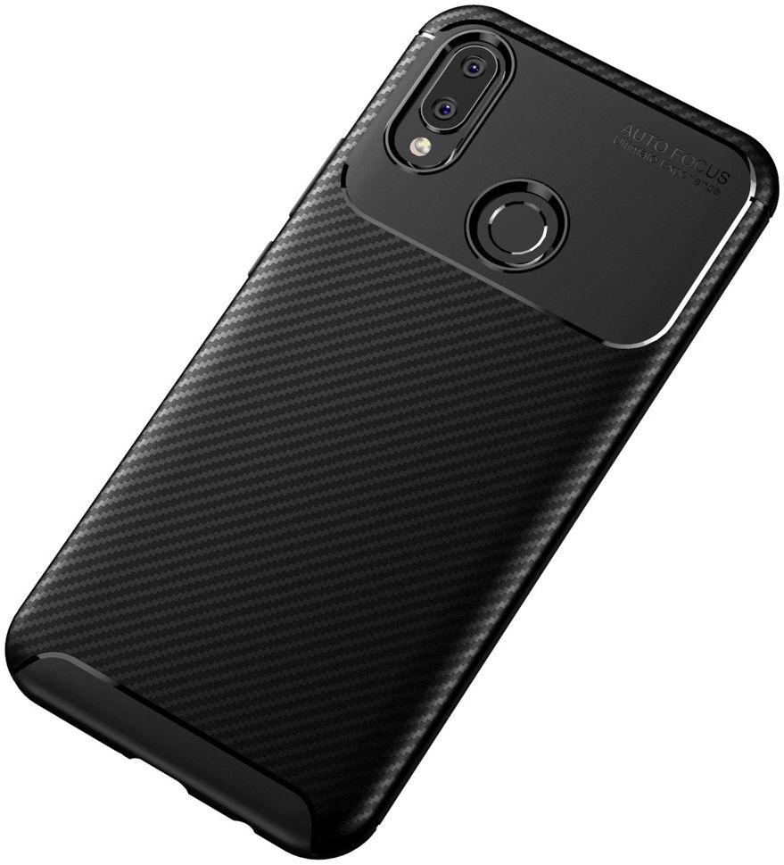 Huawei P Smart Plus Siliconen Carbon Hoesje Zwart afbeelding 13