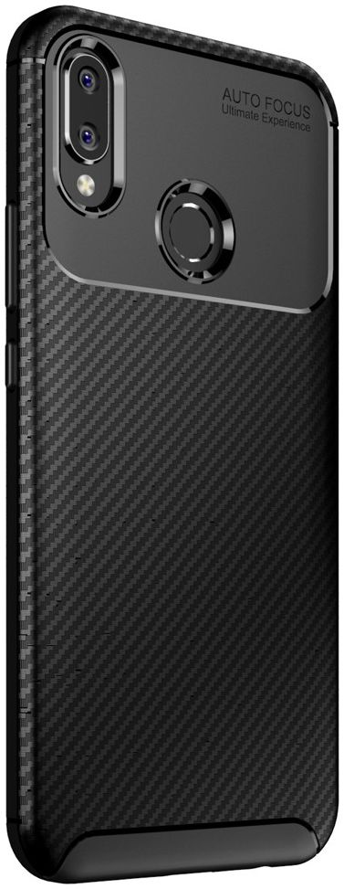 Huawei P Smart Plus Siliconen Carbon Hoesje Zwart afbeelding 2